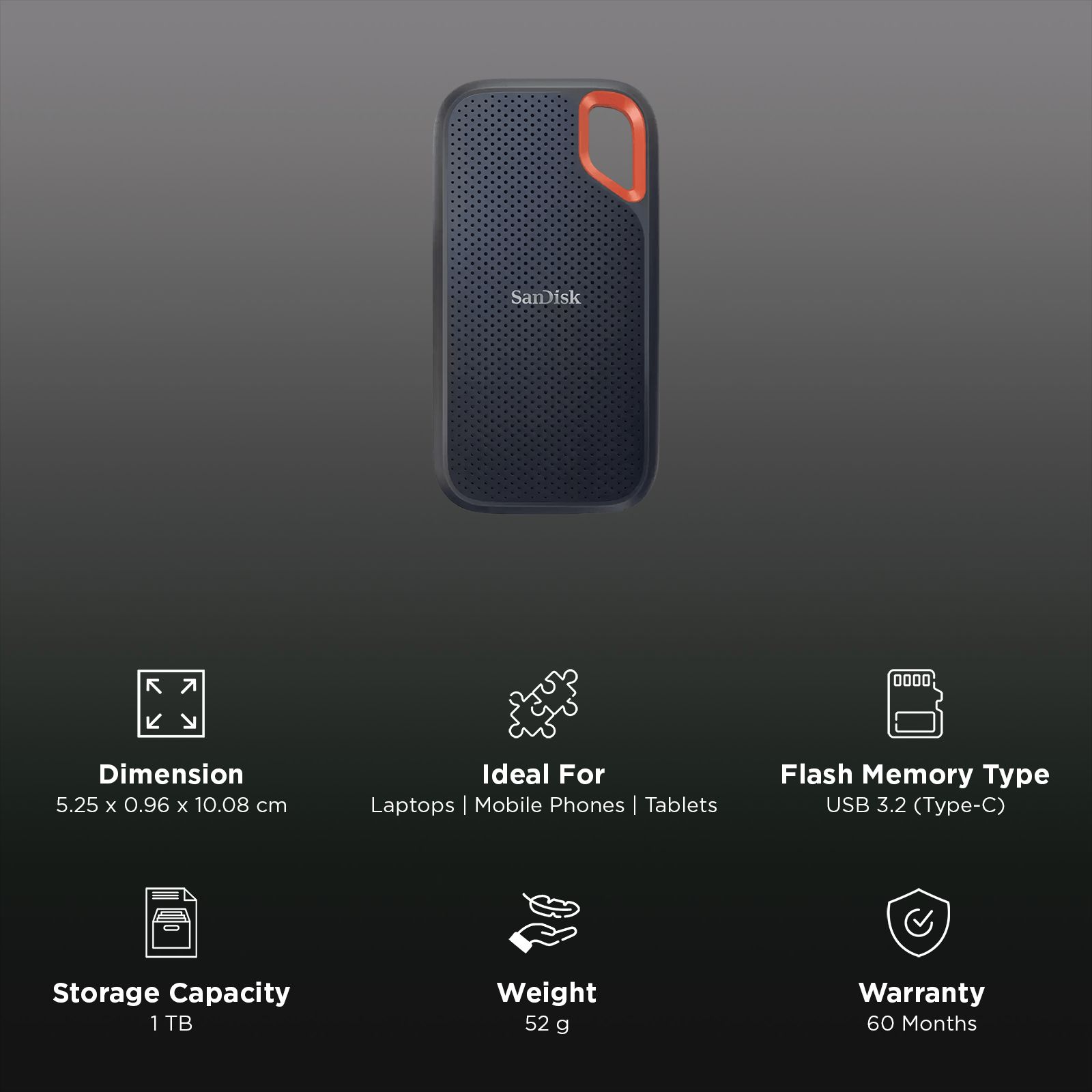 Buy SanDisk Extreme 1TB USB Type-C (3.2) Portable Solid State